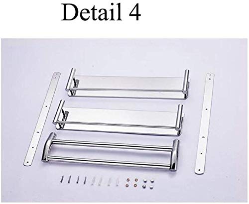304 Stainless Steel BTBT Double Shelves with Towel Rack, Multi-Use Bathroom Brackets, Wall Mounted Shelf for Bathroom Punching (Size: 50cm)