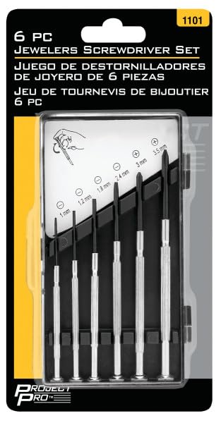 6-Piece Performance Tool Jewelers Screwdriver Set - Tempered Carbon Steel Shafts, Black Oxide Blades, Chrome Plated Handles