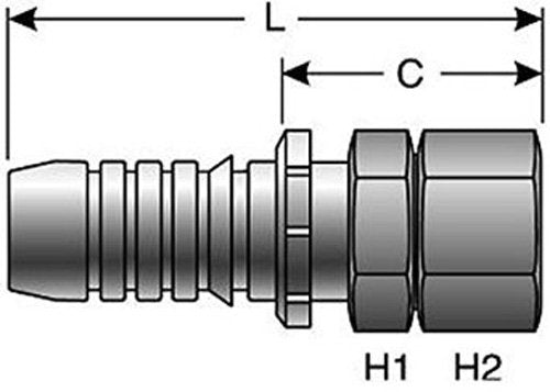 GlobalSpiral Couplings Gates 24GSP-24FJX, Female JIC 37° Flare Swivel, Zinc Plated Carbon Steel, 5.64", 1 1/2" ID