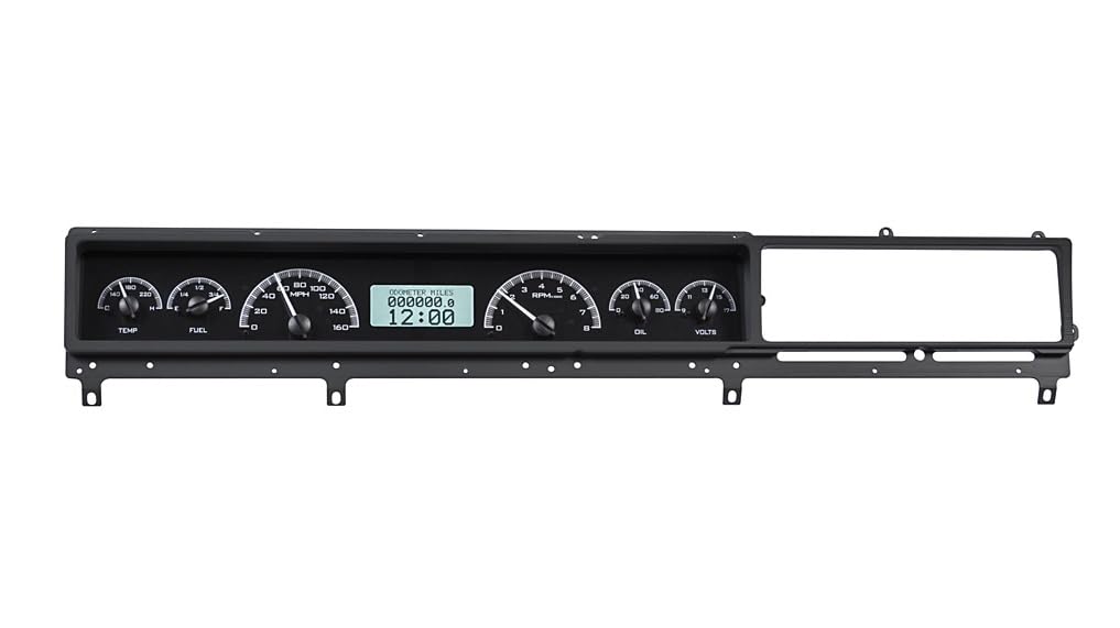 Dakota Digital VHX-66F-FAR-K-W Analog Gauge Dash System Compatible with Ford 1966-67 Fairlane Car Black Alloy White