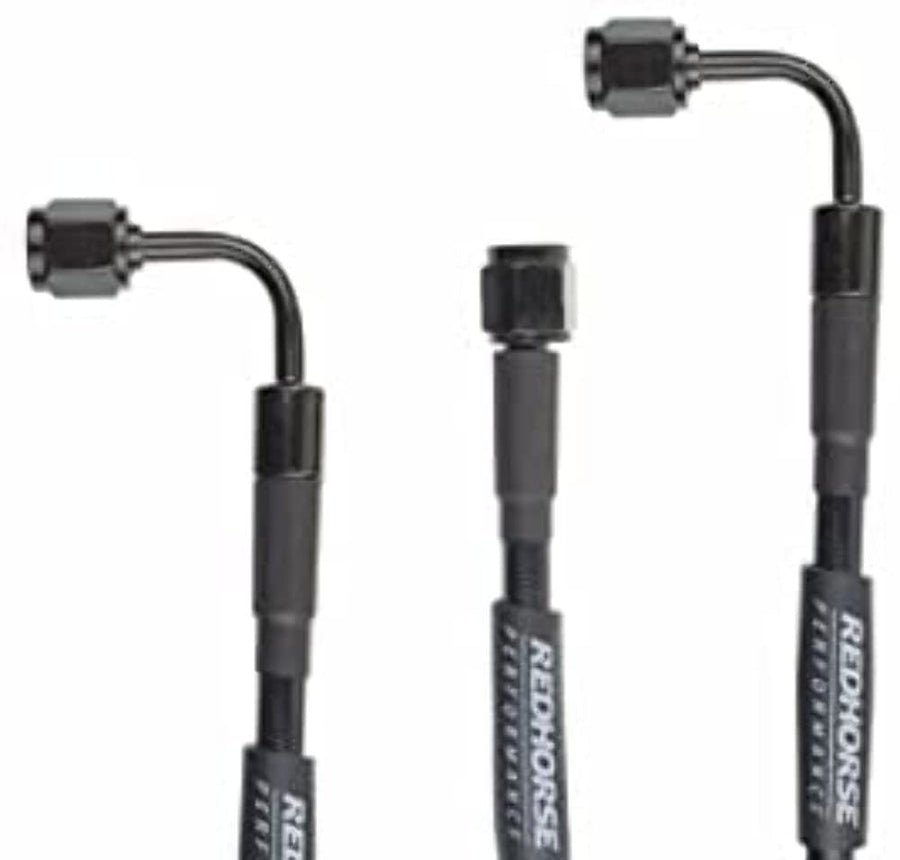 Performance Red Horse 3392-03-09 Straight -3 To 90 Degree -3 9" Pre -Assembled Brake Line -Black