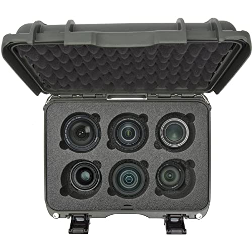 Waterproof Nanuk 918 Hard Case with Custom Foam Insert for 6 Lenses - Olive