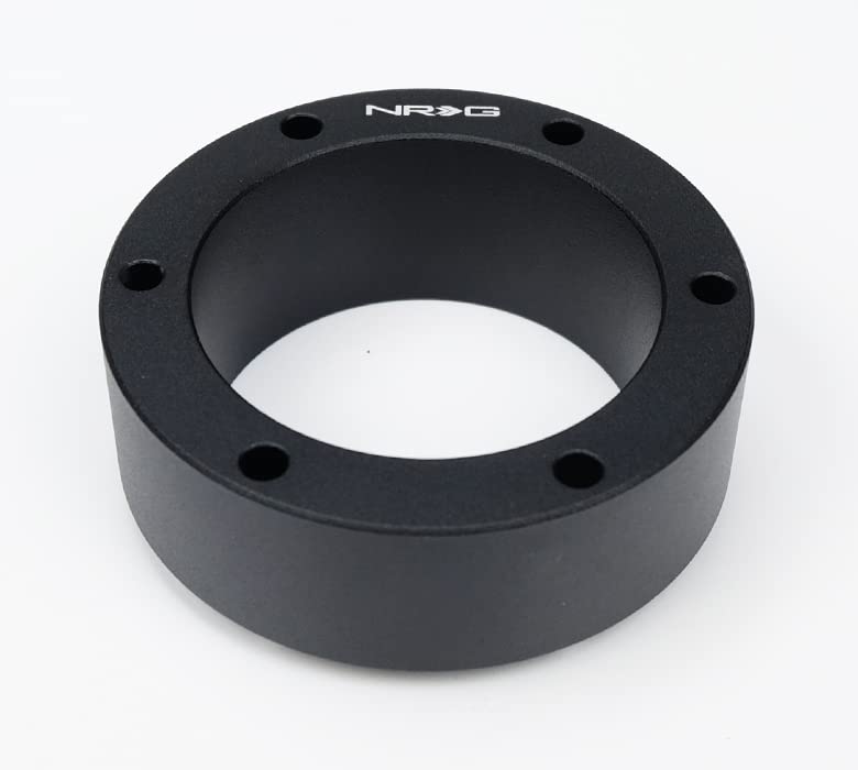 NRG Innovations Semi-Universal Steering Wheel 1" Spacer No Threads, 6061 Aluminum Hub Extension Spacer w/Horn Space, 6x70mm Bolt Patterns, Black, NRG-SRK-530BK