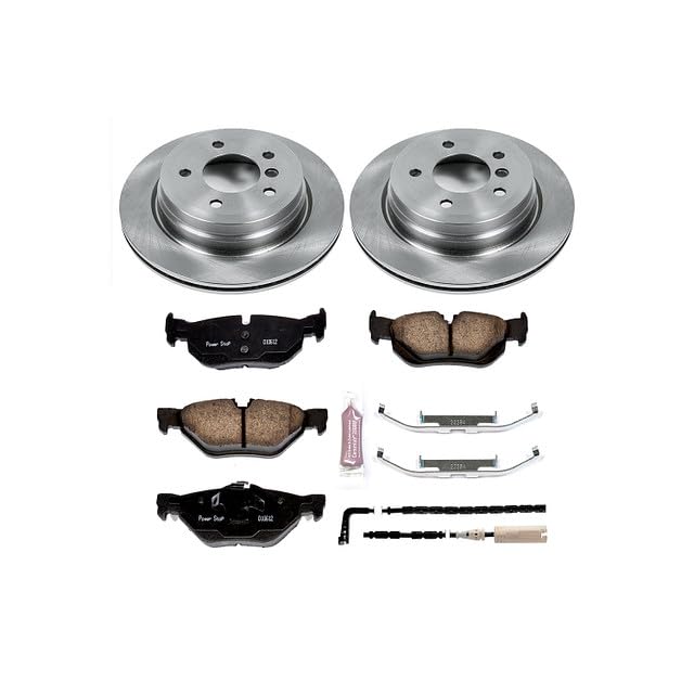 Power Stop KOE3002 Rear Replacement Brake Kit-OE Brake Rotors & Ceramic Brake Pads and 1 Rear Sensor Wire For BMW 328i, BMW 328i xDrive, BMW 328xi [Model Specific]