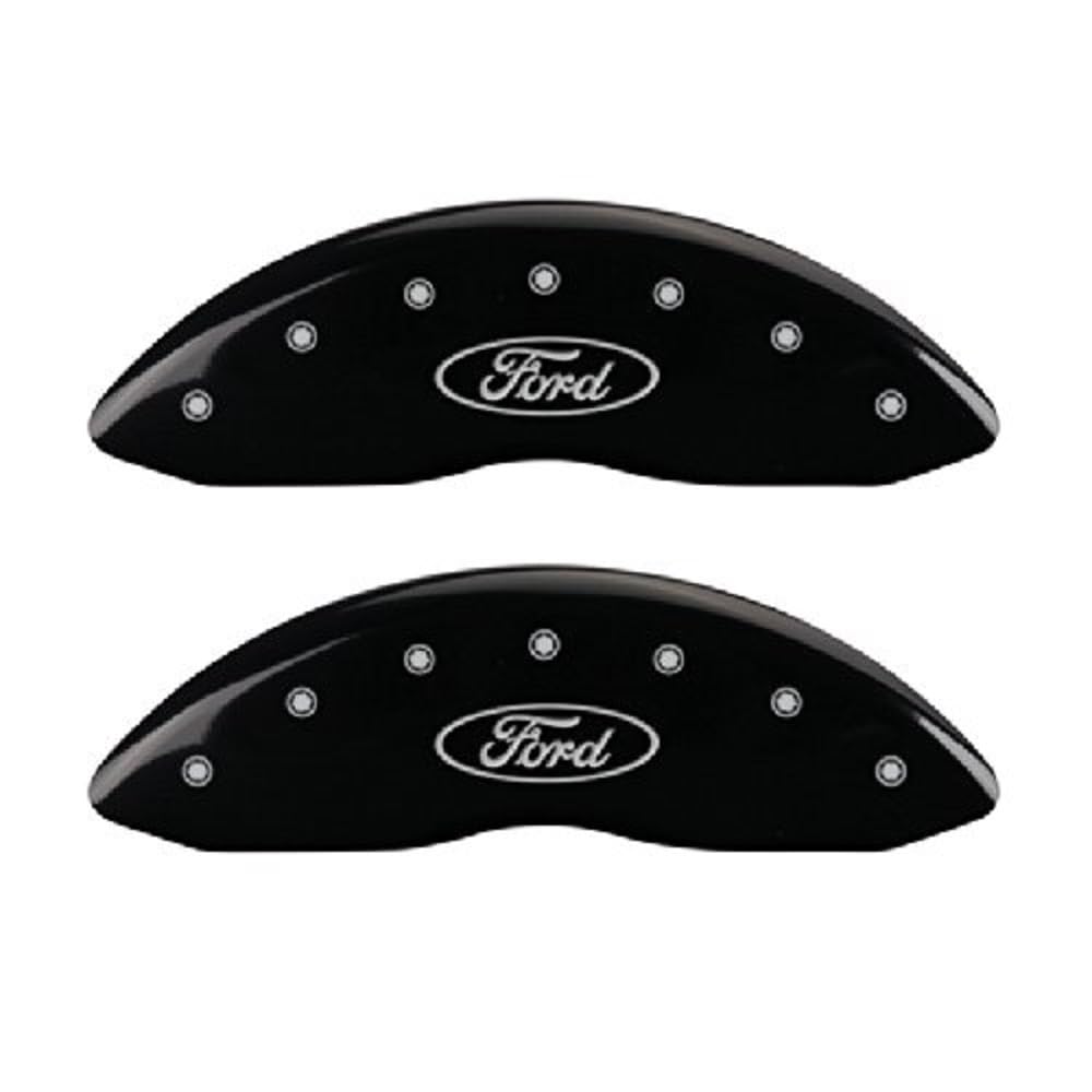 Black MGP Caliper Covers 10120SFRDBK Engraved with Silver Ford Oval (Set of 4)