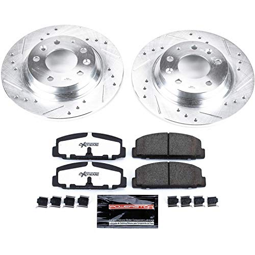Power Stop K2452-26 Z26 Carbon Fiber Brake Pads Rear with Drilled & Slotted Brake Rotors Kit For Mazda 6 2003-2005, Mazda Protege 2003 [Model Specific]