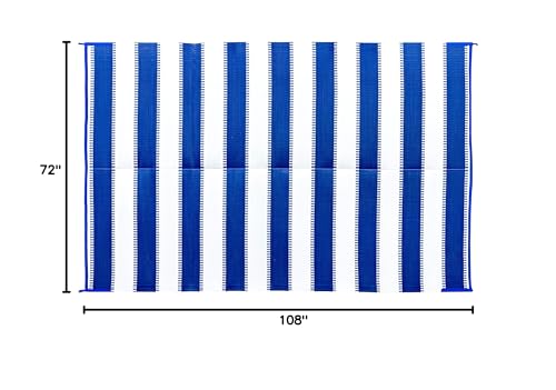 Awning Camco Leisure Mat-Blue Stripe 6' X 9'