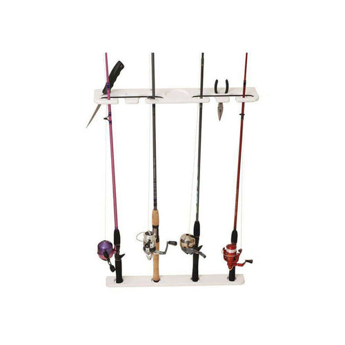 4-Rod Taco Marine Polyethylene Transom Mount Tackle Rack, 23-1/4-Inch Length/4-Inch Depth, White Finish