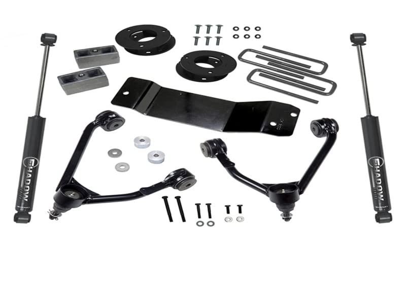 SUPERLIFT SUSPENSION RealTruck 3.5" Lift Kit | Complete Lift Kit with Rear Shadow Series Shocks & Upper Control Arms | 3700 | Fits 2007-16 Chevrolet Silverado/GMC Sierra 1500 4WD w/ Cast Steel Arms