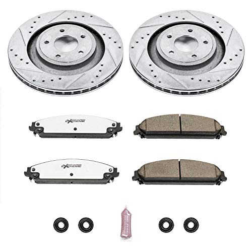 Power Stop Z26 Carbon Fiber Brake Pads with Drilled & Slotted Brake Rotors Kit K5565-26 Front