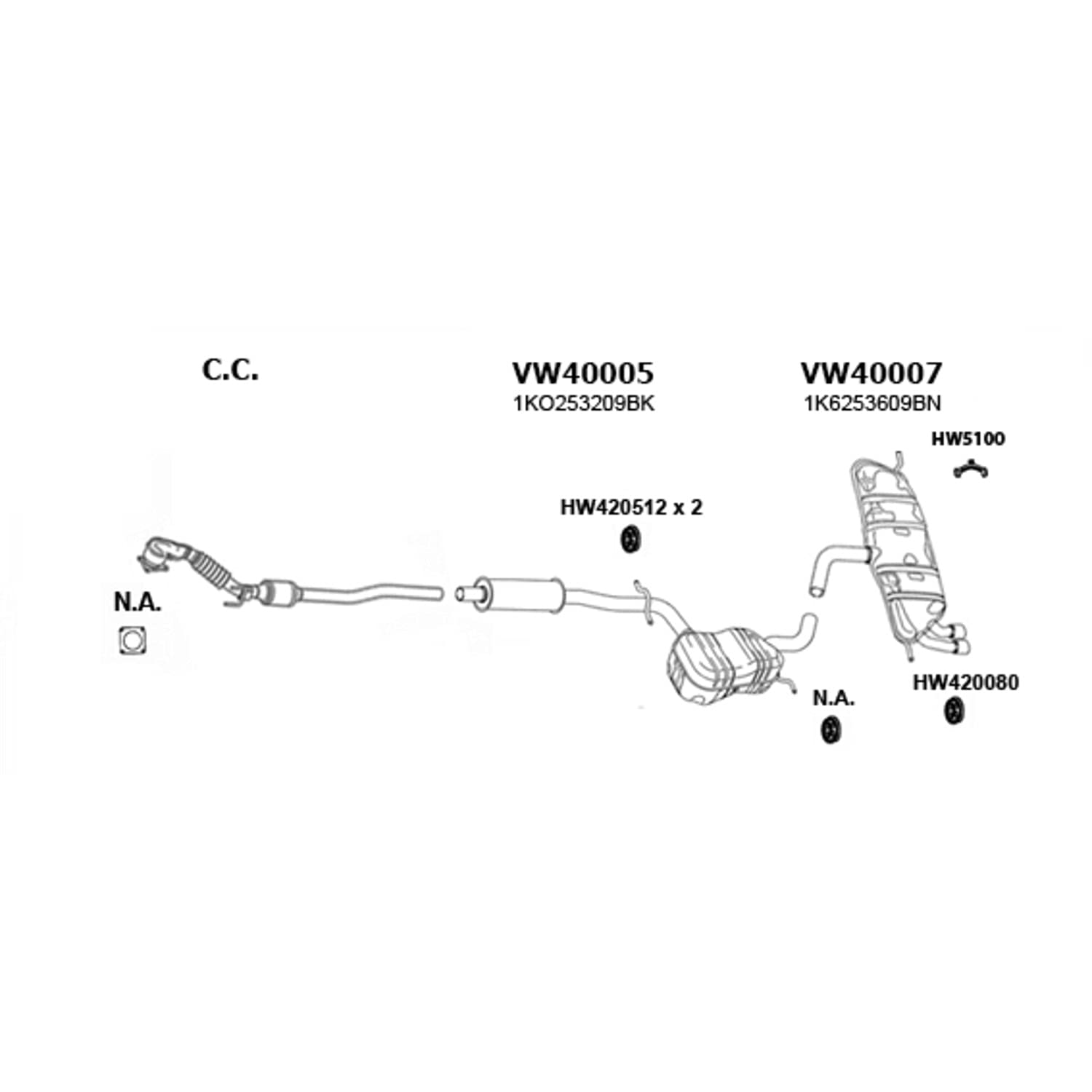 Exhaust System New Hanger for Jetta GTI Rabbit Eos A3