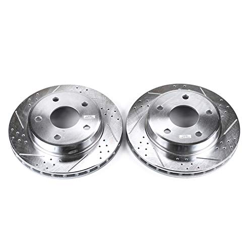 Power Stop Front AR8763XPR Drilled & Slotted Rotor Pair For Dodge Dakota 2005-2011, Mitsubishi Raider 2006-2009, Ram Dakota 2011 [Model Specific]