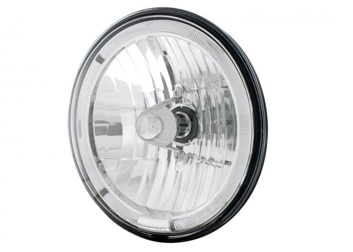 Euro Crystal Headlight Brothers Trucks EHL80HLAMBER with LED Halo AUX Light - 7-Inch