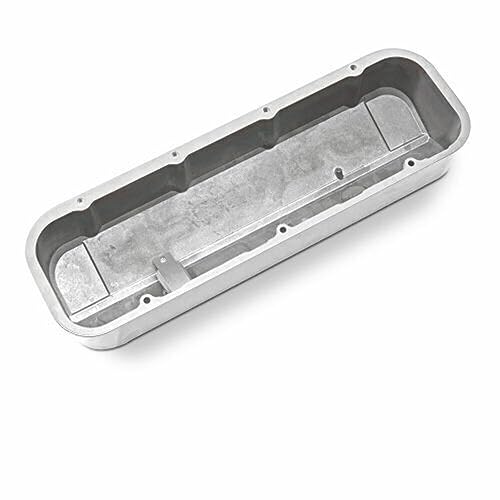 Proform Slant-Edge Valve Cover, Tall, Baffled, Breather Hole, Blackfield Chevrolet Logo, Aluminum, Polished