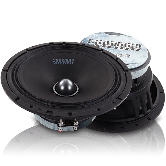 LCMR-8 Sundown Audio Midrange Speaker - 100W RMS, 4-Ohm - 8" Car Audio Midbass Driver with Phase Plug, Ferrite Magnet - High-Efficiency Single Unit (Each)