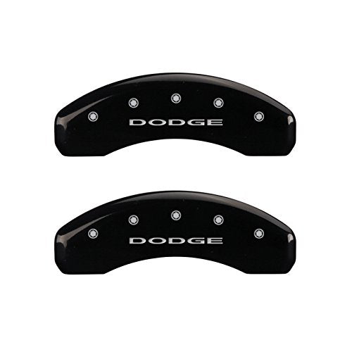 Caliper Covers MGP 12088SDD4BK (Black Powder Coat Finish, Engraved Front and Rear: With out stripes/Dodge, Silver Characters, Set of 4)