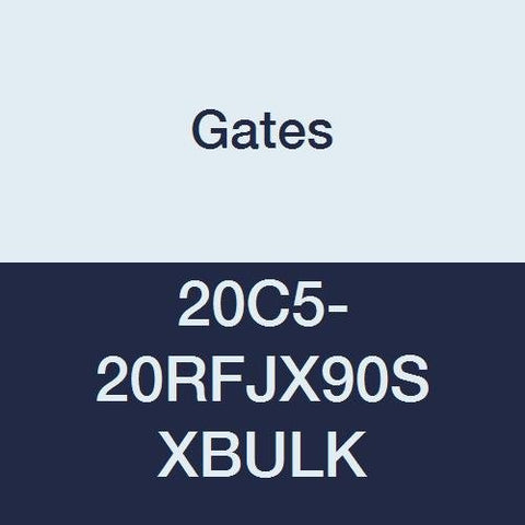 Gates XBULK 20C5-20RFJX90S Field Attachable for C5C, C5D and C5M Hose, Female JIC 37 Flare Swivel, 90 Bent Tube, Steel, 1 1/8" ID (Pack of 20)