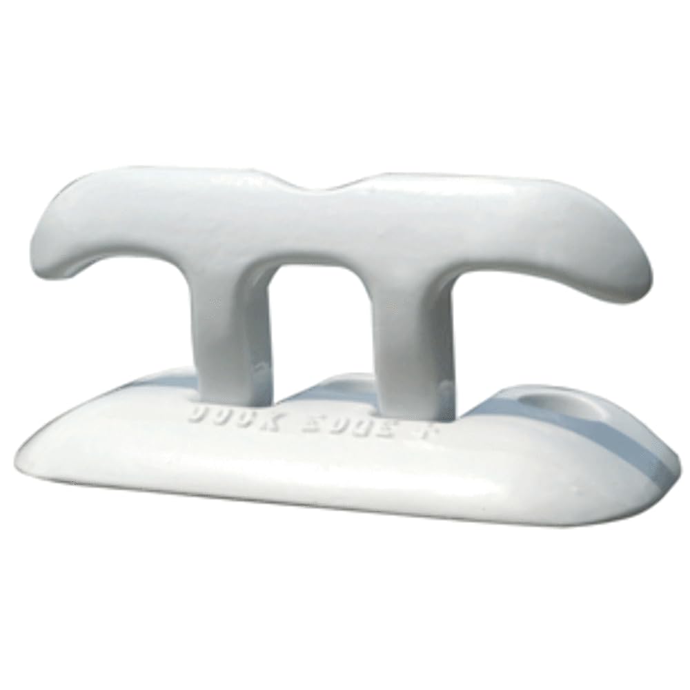 Dock Edge + 8" Flip Up Dock Cleat - White Aluminum