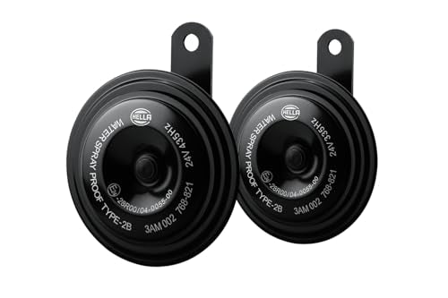 92mm HELLA 002768821 Black 24V Disc Horn Kit (Universal Fit)