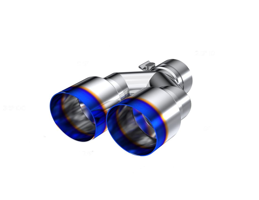 Burnt End Tip MBRP 2.5 ID, Dual 3.5 OD Out, 9.5 length, Single wall 304 Stainless Steel