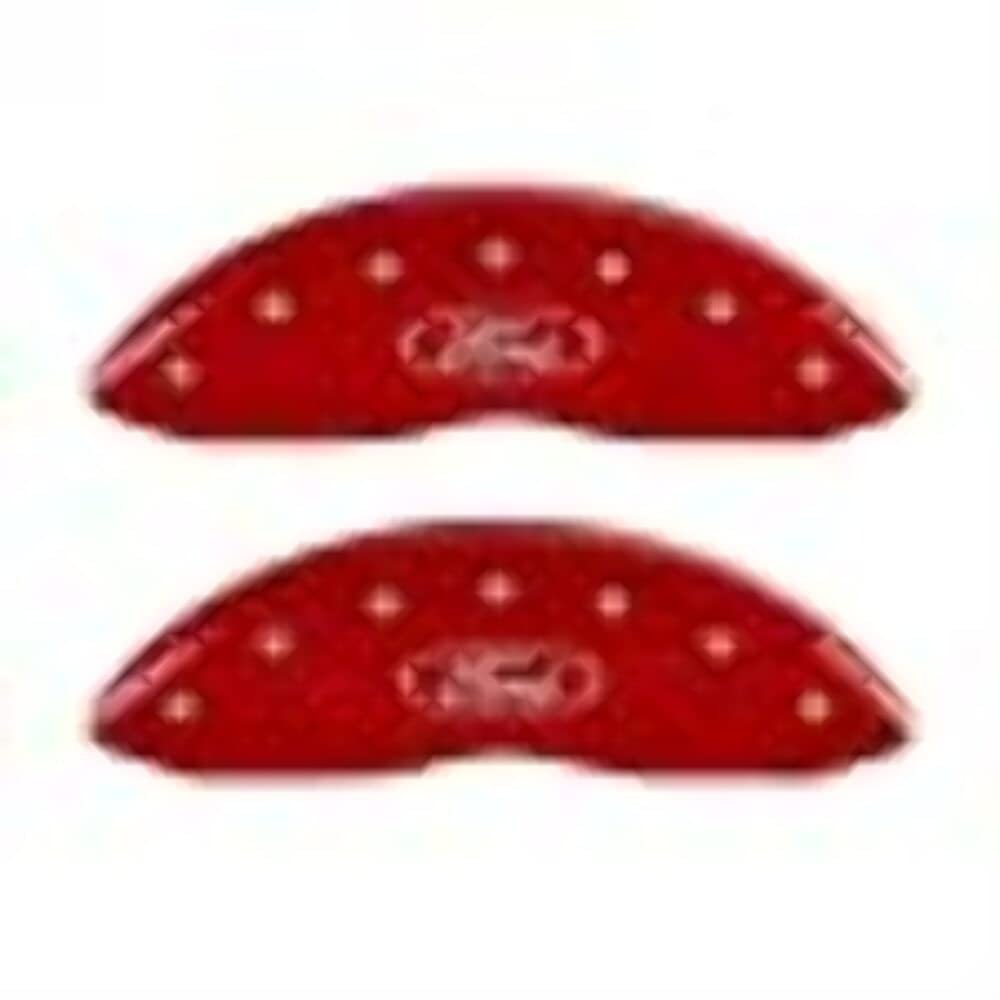 MGP Caliper Covers Oval Logo 10239SFRDRD and Red Caliper Covers - Engraved Front and Rear