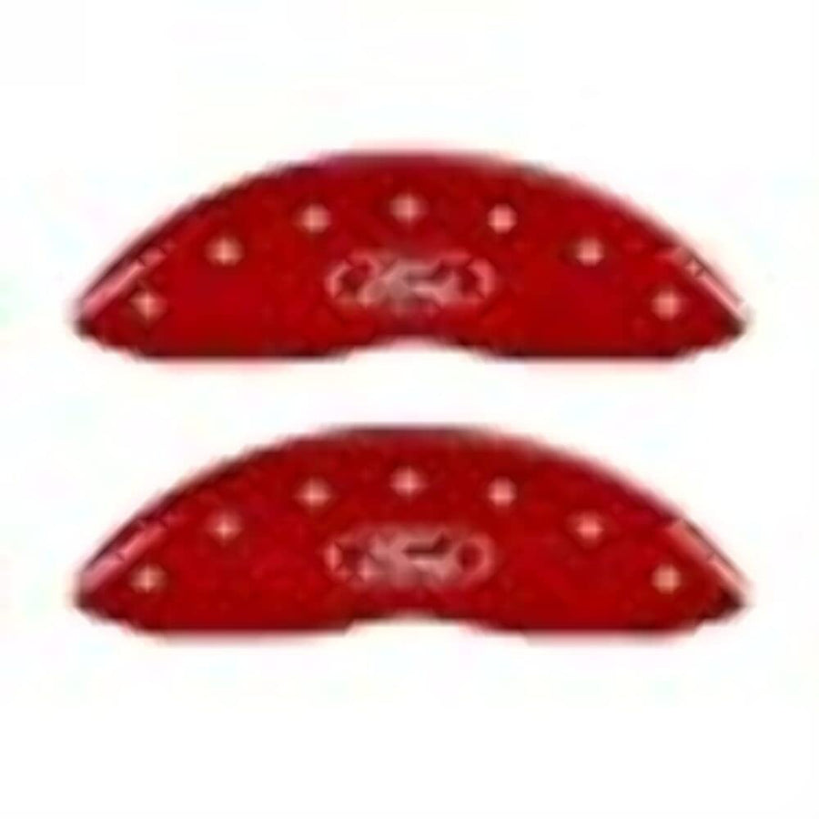 MGP Caliper Covers Oval Logo 10239SFRDRD and Red Caliper Covers - Engraved Front and Rear