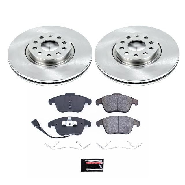 POWERSTOP Front KOE2963 Replacement Brake Kit with Brake Rotors and Ceramic Brake Pads For 2015-2018 Audi Q3, Q3 Quattro | 2012-2020 VW Passat | 2009-2017 Volkswagen Tiguan