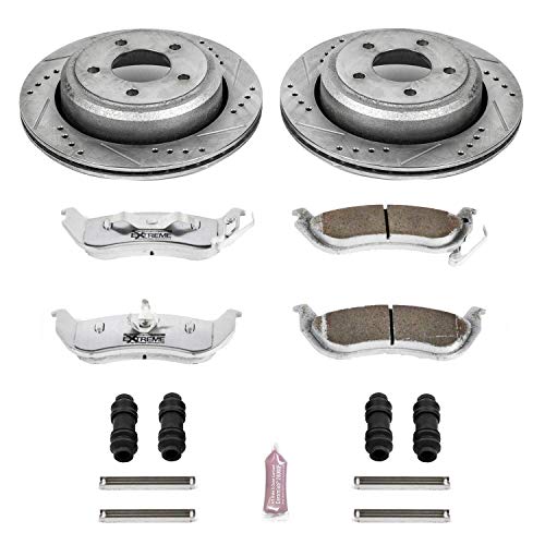 Rear Power Stop K6181-26 Z26 Carbon Fiber Brake Pads with Drilled & Slotted Brake Rotors Kit For Ford Ranger 2010-2011 [Model Specific]