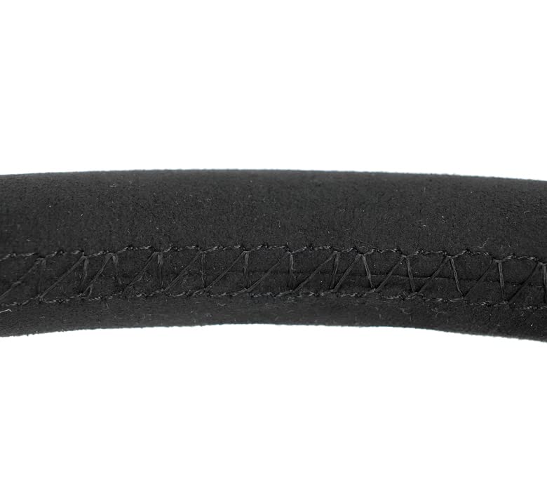 NRG Innovations Reinforced NRG-RST-380-STL-SA Classic Stealth Wheel, 380mm, 3 Spoke Center with Diagnal Slits, 1" Deep Dish with Vegan Suede and Black Stitching