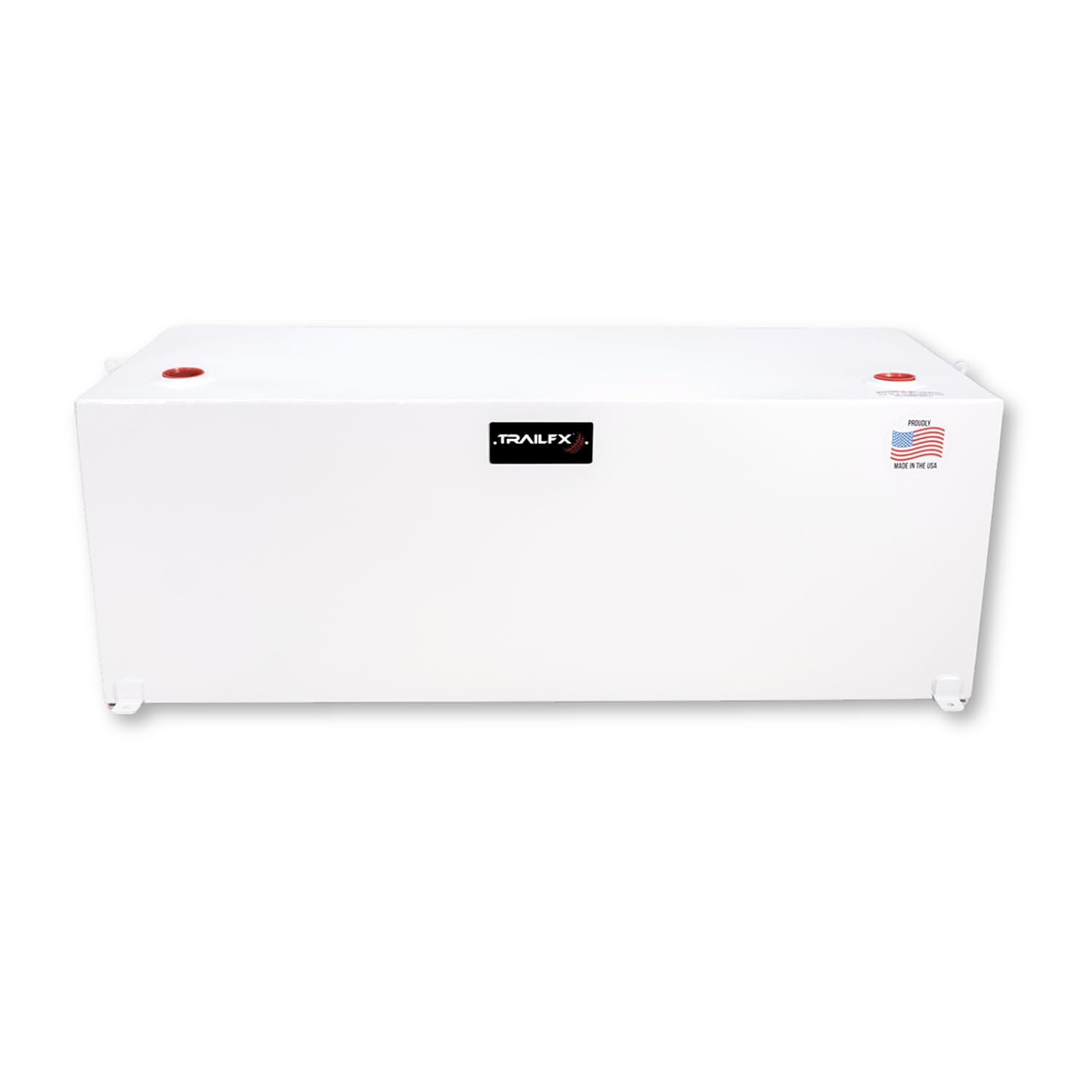 21098SW TrailFX Liquid Transfer Tank 98 Gallon Capacity Rectangular Steel Tank Gloss White Powder Coat Vented Lockable Cap For Diesel and Non-Flammable Liquids