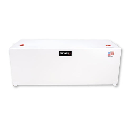 21098SW TrailFX Liquid Transfer Tank 98 Gallon Capacity Rectangular Steel Tank Gloss White Powder Coat Vented Lockable Cap For Diesel and Non-Flammable Liquids