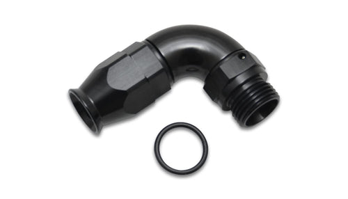 Vibrant Power 29907 90 Degree Fitting, Hose End, Full Flow, PTFE, Swivel, Reusable, 10AN Hose, -8 ORB Male Thread, Aluminum, Black Anodized, use with Vibrant 18000 series PTFE Lined Flex Hose, each