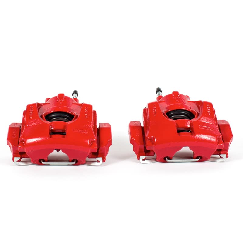 Power Stop Pair of High-Temp Red Powder Coated Front Calipers For Ford Fusion 2013-2020, Ford Police Responder Hybrid 2019-2020, Lincoln MKZ 2013-2020 [Model Specific]