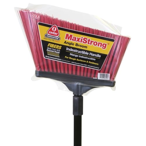 O-Cedar 831648 Maxistrong Heavy Duty Angle Broom Black/Red, Large