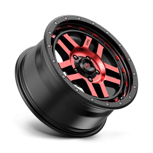 RECON KMC Wheels 17X9 5X5.04.53 -12mm GLOSS BLACK MACHINED WITH RED TINT - KM54079050912N