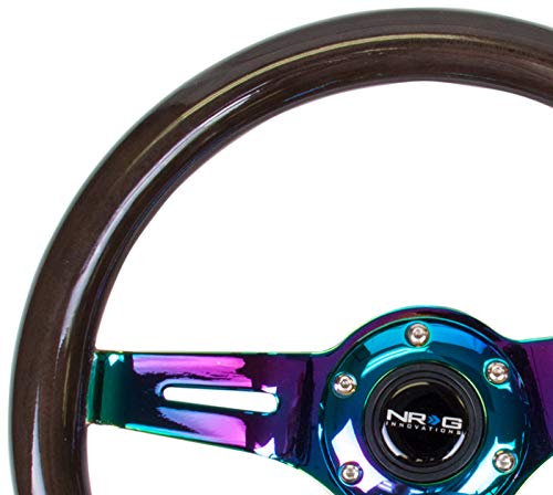 Classic NRG Wood Grain Steering Wheel (310mm) Black w/Neochrome 3-Spoke Center