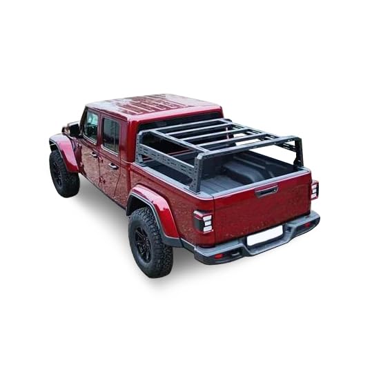 Overland Black Horse Bed Rack Black Compatible with 2020-2024 Jeep Gladiator-TR09B