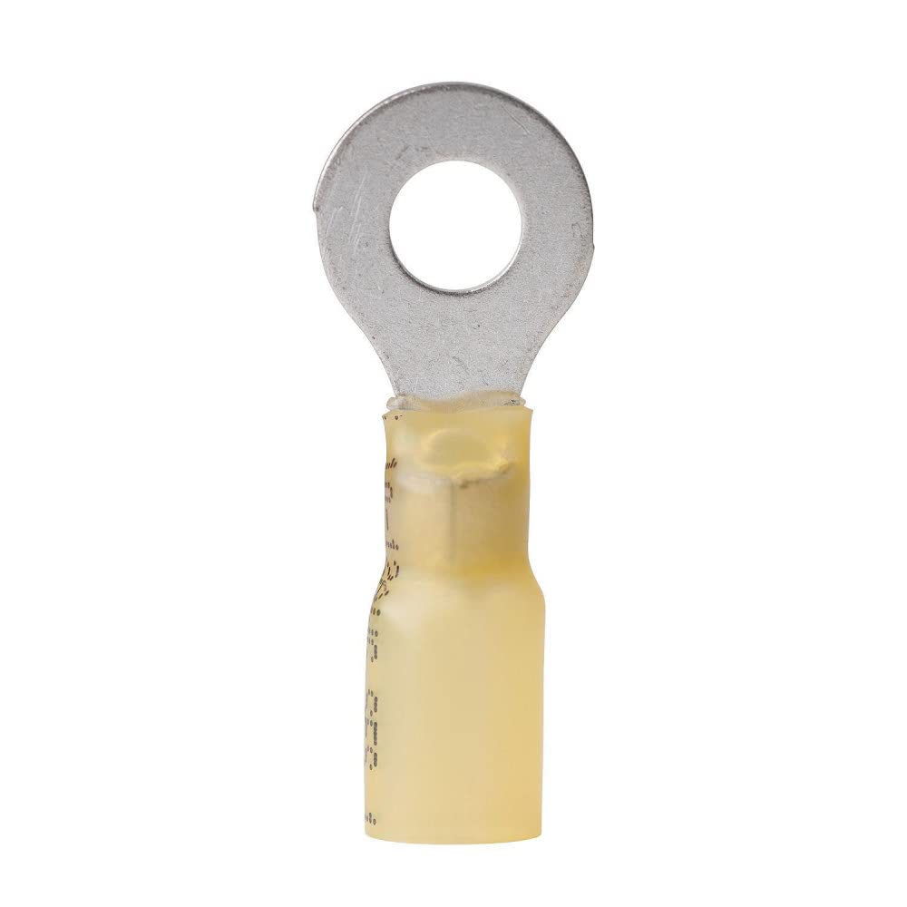 312499 ANCOR MARINE GRADE Electrical Nylon Insulated Adhesive Lined Heat Shrink Ring Terminals (12 to 10-Gauge, Size 1/4 Screw, 100-Pack)