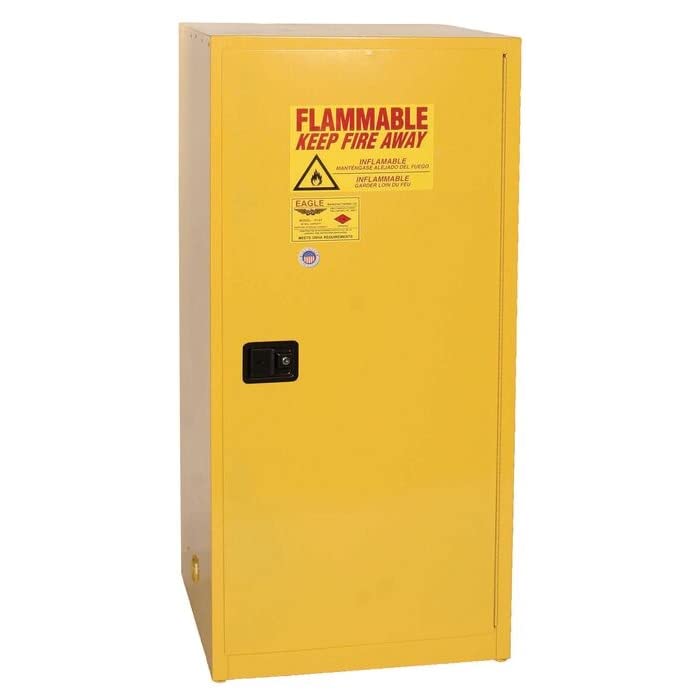 Flammable Liquid Cabinet, 60 Gallon, 2 Shelves, 1 Door, Self Close, Yellow - 6110X