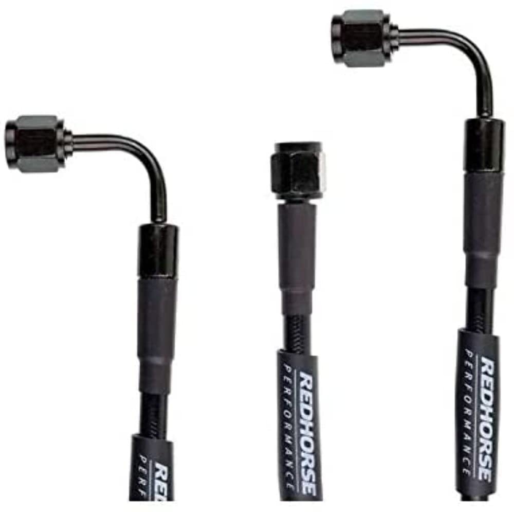 Performance Red Horse 3392-03-27 Straight -3 To 90 Degree -3 27" Pre -Assembled Brake Line -Black