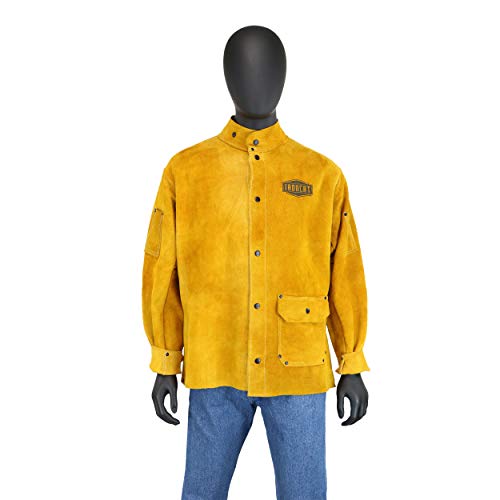 7005 IRONCAT Heat Resistant Split Cowhide Leather Jacket - XXX-Large, Kevlar Thread Stitched Welding Jacket in Golden Yellow. Welding Gears