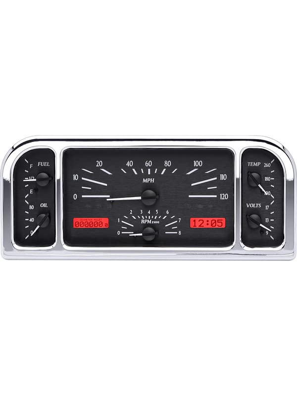 Dakota Digital VHX-37F-K-R Analog Dash Gauge System Compatible with 1937-38 Ford Car Black Alloy Red Backlighting