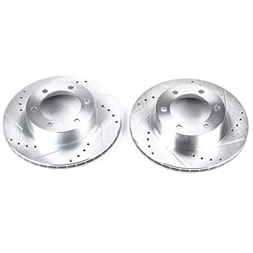 Power Stop Front JBR794XPR Drilled & Slotted Rotor Pair For Toyota 4Runner 1996-2002, Toyota Tacoma 2004 [Model Specific]