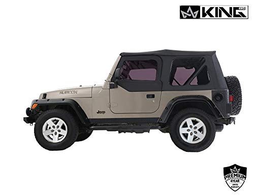 4WD King Premium Replacement Soft Top With Tinted Upper Doors - Black Diamond With Tinted Windows - Jeep Wrangler TJ 1997-2006