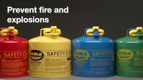 Eagle 2 Gallon Blue Type I Safety Gas Can for Kerosene with Flame Arrester, Self-Closing Lid, and F-15 Funnel, Made in the USA, Galvanized Steel Flammable Storage Can, UI20FSB