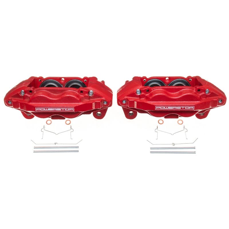 Power Stop Pair of High-Temp Red Powder Coated Front Calipers for Toyota Sequoia 2008-2015, Toyota Tundra 2007-2015 [Model Specific]