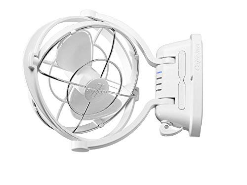 Caframo SEEKR Sirocco II™ Fan from. 12V/24V Auto-Sensing DC, Omnidirectional Low-Power Draw Fan for Boats and RVs. Hardwire Installation Required. Made in Canada. White.