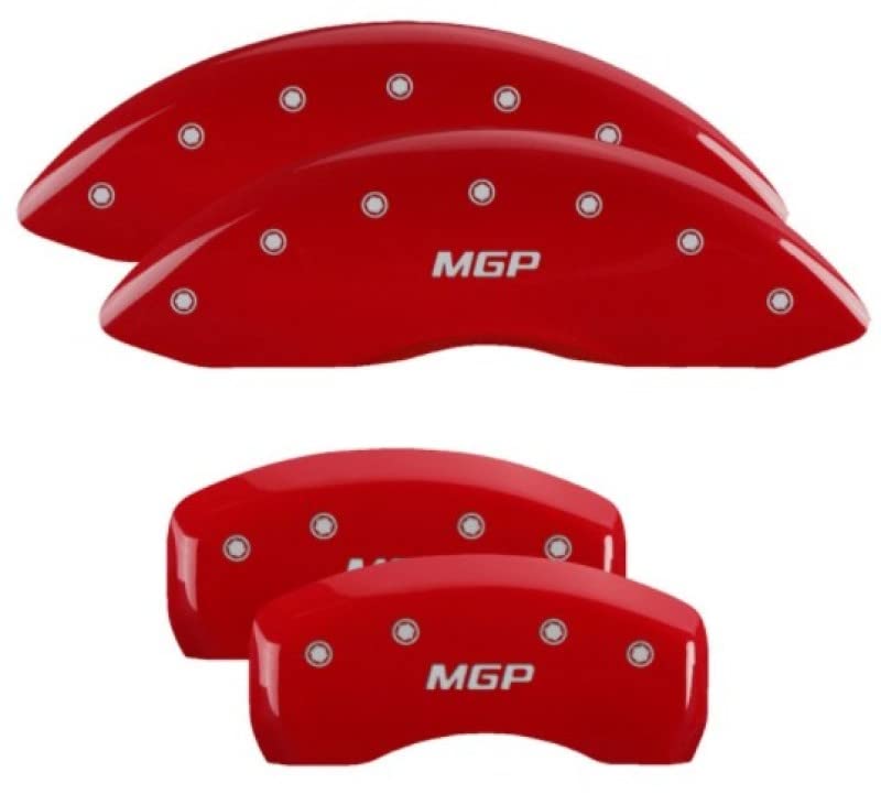 MGP 10247SMGPRD Caliper Covers Red Powder Coat Finish, Silver Characters, Set of 4