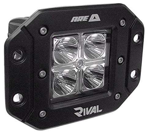 A.R.E. RealTruck Rival Lighting System | 23705-81726 | 4.8" LED Surface Mount Light, Pair (comes with wiring harness/switches),Black Housing/White Light