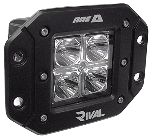A.R.E. RealTruck Rival Lighting System | 23705-81726 | 4.8" LED Surface Mount Light, Pair (comes with wiring harness/switches),Black Housing/White Light